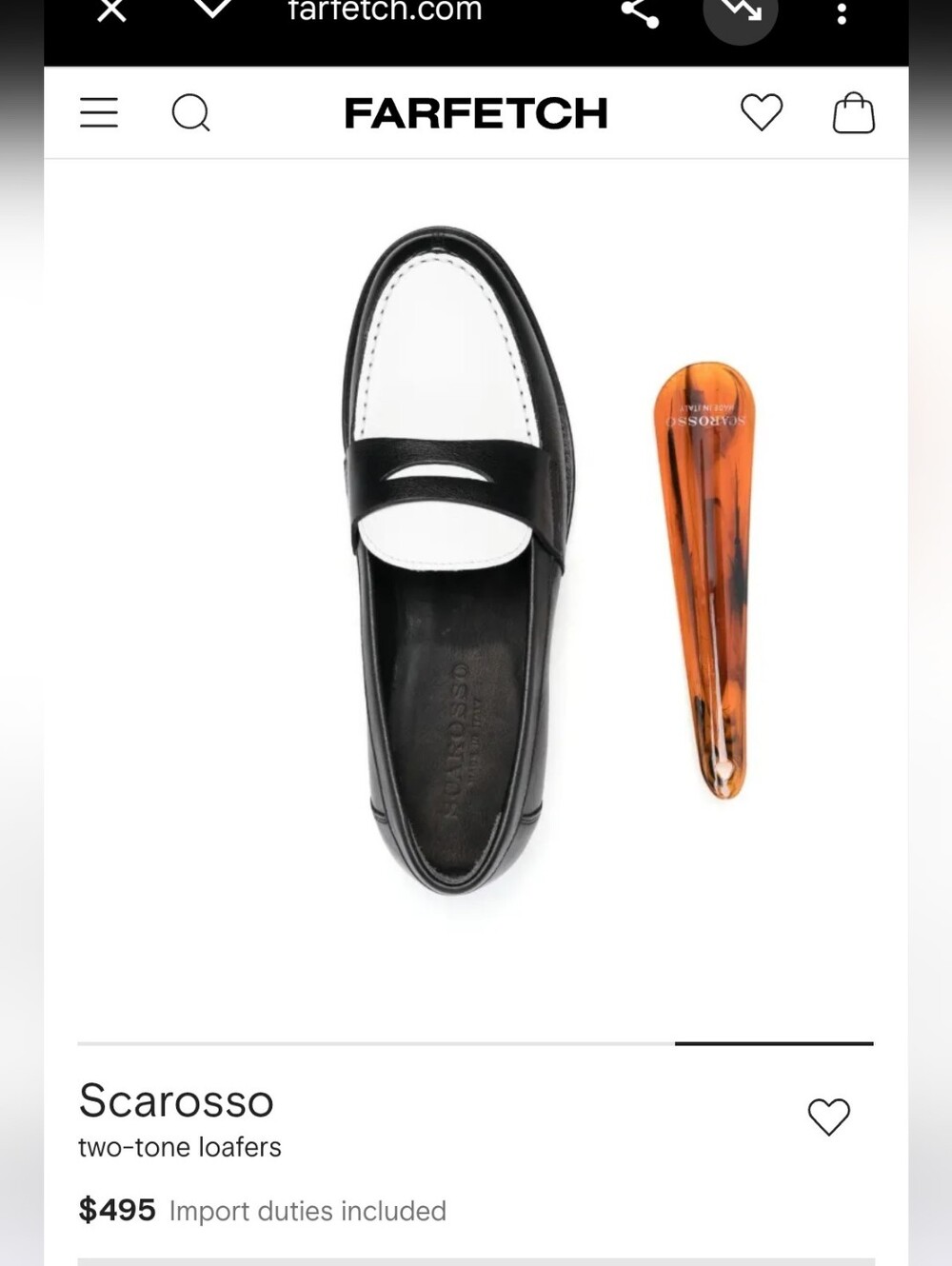 NEW Scarosso Two-Tone Black and White Leather Loafers
